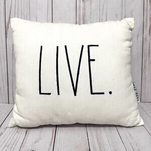 Rae Dunn LIVE White 11"x 9.5" Square Decorative Canvas Throw Pillow